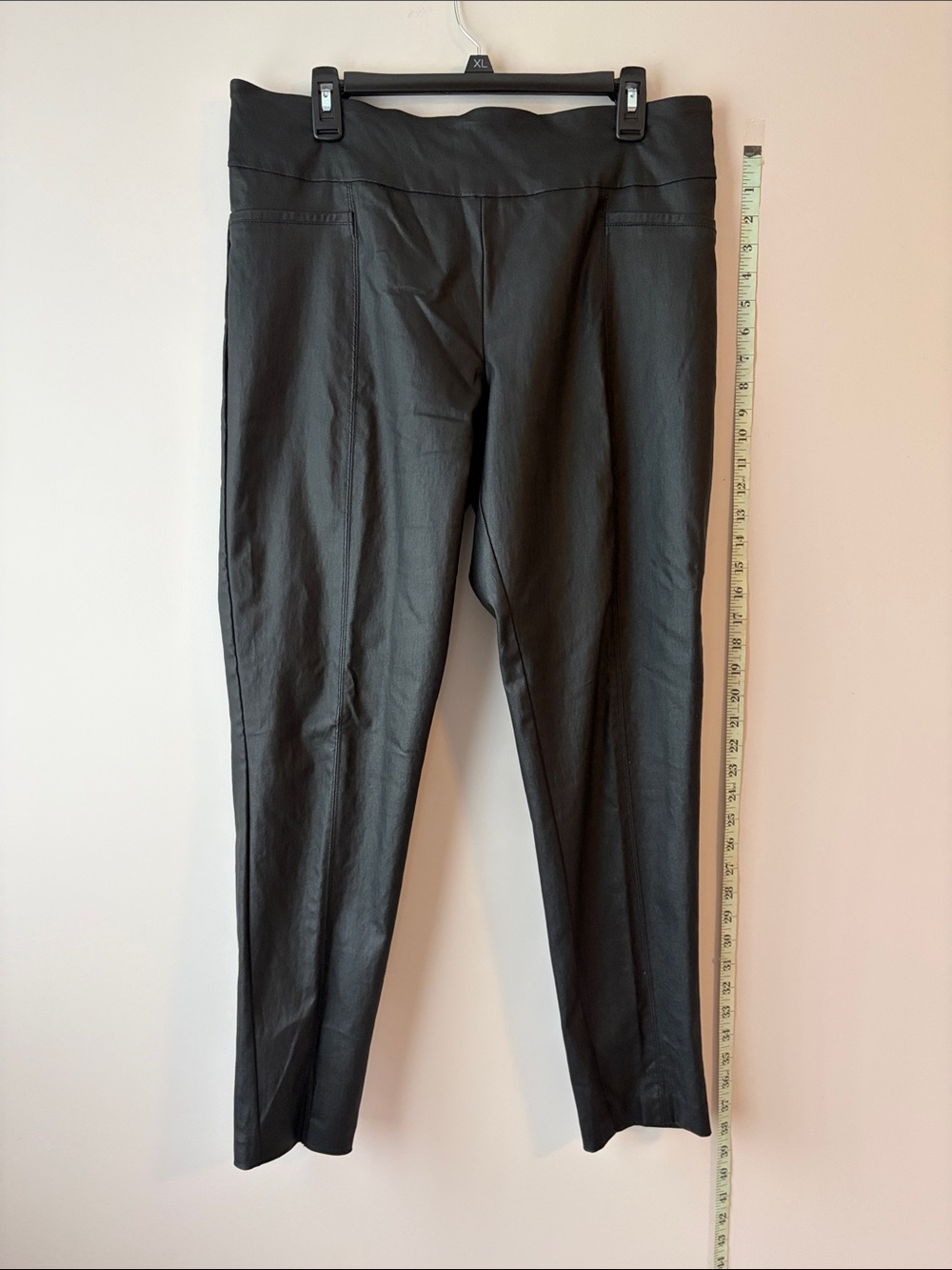 Cato Black Faux-Leather Ponte Skinny Pants